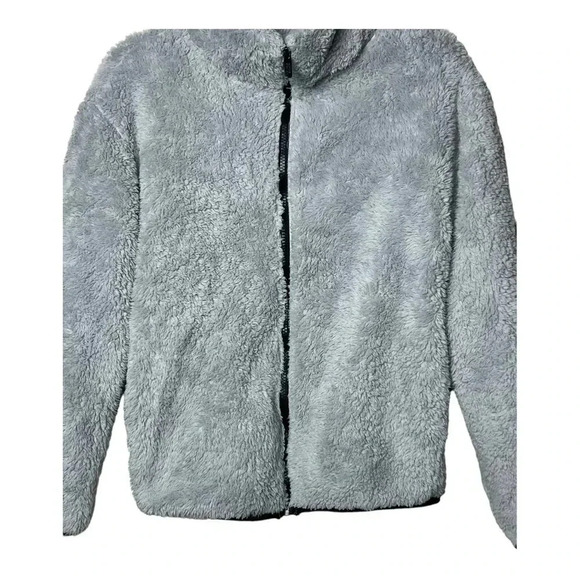 1614. PINK BY VICTORIA’S SECRET SHERPA FULL ZIP JACKET SIZE XSMALL GRAY IN COLOR - Picture 6 of 11